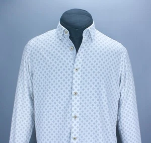 Camicia Ted Baker London uomo bianca con bottoni manica lunga stampa geometrica taglia 40 - Foto 1 di 16