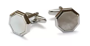 Doctor Who Style TENNANT CUFFLINKS 10th Doctor Silver/Mother-of-Pearl by Magnoli - Picture 1 of 1