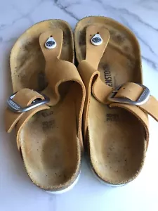 Birkenstock Gizeh Big Buckle Leather Suede Thong Sandals Women Sz 38 7-7.5 shoe - Picture 1 of 7