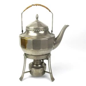 Alte Metall Teekanne mit Stövchen Rechaud ca. 1920 Jugendstil / Art Deco RAR - Bild 1 von 8