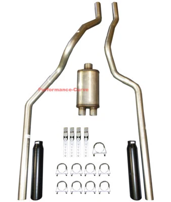 Двойная выхлопная труба грузовика с MaxFlow 14 дюймов подходит для 99–08 Chevrolet Silverado GMC Sierra - Изображение 1 из 4