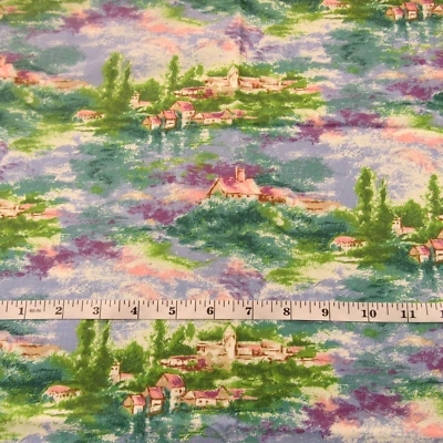 Tela de edredón de costura de algodón Monet's Countryside #8667 Fabri-Colt por escena de cabaña Foto 1 de 2