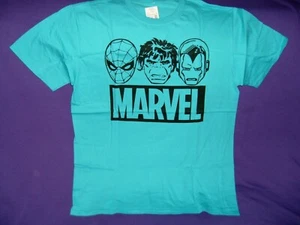 Marvel Superhelden Aqua Blau Siebdruck T-Shirt Neu (Large) Hulk, Spider-Man  - Bild 1 von 1