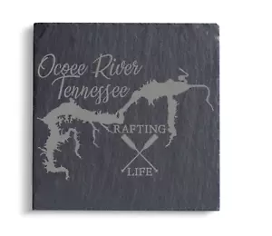 Sottobicchieri in ardesia incisi personalizzati Ocoee River Tennessee - Foto 1 di 5