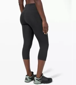 Lululemon Fast Free Crop II Nulux 19" schwarze Leggings mit Taschen Größe 10 - Bild 1 von 13