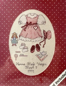 NEW 1980s JCA Our Little Girl 02754 Cross Stitch Birth Announcement Kit 12814 - Picture 1 of 3