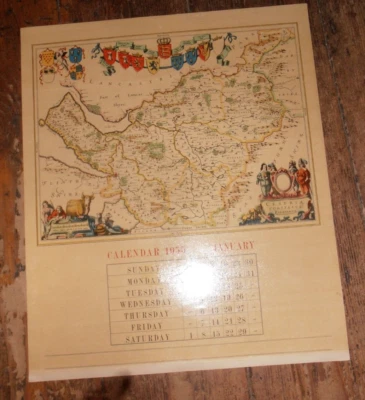 Cheshire :reproduction antique map Johan Blaeu, 1645-72: Cestria Comitatus 11x9" - Image 1 of 4