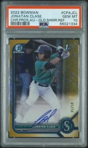 2022 Bowman Chrome Baseball Jonatan Clase Auto Gold Shimmer /50 PSA 10 #CPAJCL - Picture 1 of 2