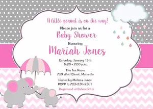 Elefant Babyparty Einladung - Bild 1 von 1