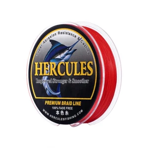 HERCULES Colorfast Red 6 -120 Pounds Test PE Braided Fishing Line 4 8 Strands - Picture 1 of 16