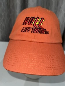 Hull Lift Truck Inc Hat Cap Strap Buckle Orange Hat Cap w Red Black w yellow VGC - Picture 1 of 9