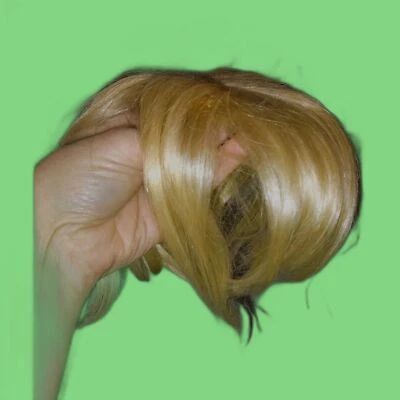 NIB 100% Human Hair Topper Blonde W/ Bangs Clip Women Hair Pieces Barbie   - Image 1 of 4