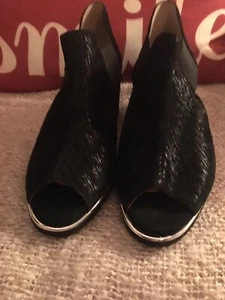 NWOB SACHA LONDON BLACK SUEDE PEEP TOE WEDGES, Size 7 - Picture 1 of 10