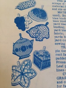 Potholder Motifs Iron Transfer 7358 Pattern Mail Order VTG Pig Tea Pot Holders - Picture 1 of 7