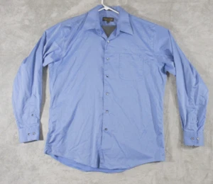 Roberto Villini Shirt Men's 16-35 Button Up Long Sleeve Blue Cotton - Picture 1 of 12