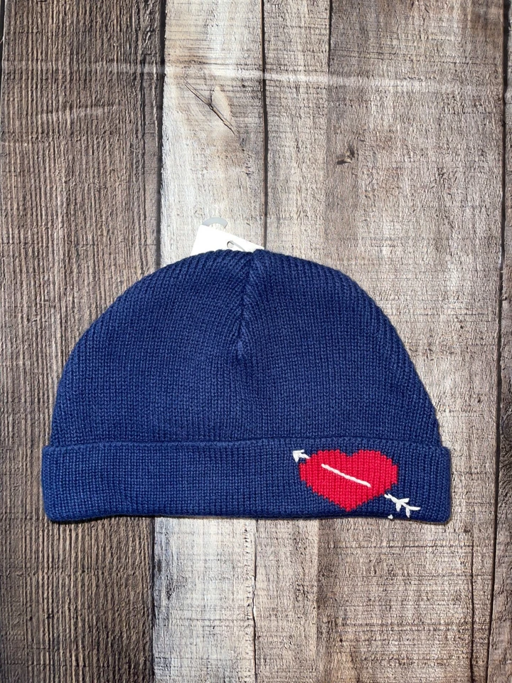 NUEVO SOMBRERO ANTIGUO AZUL MARINO BEBÉ RECIÉN NACIDO L/XL AZUL ROJO CORAZÓN CON FLECHA GORRO SAN VALENTÍN  Foto 1 de 1
