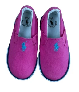 Polo Ralph Lauren Pink Canvas Slip On Youth Sneakers Size 7 NEW - Picture 1 of 7