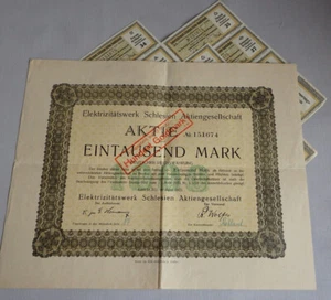 Aktie Elektrizitätswerk Schlesien AG 1923 (89746) - Picture 1 of 5