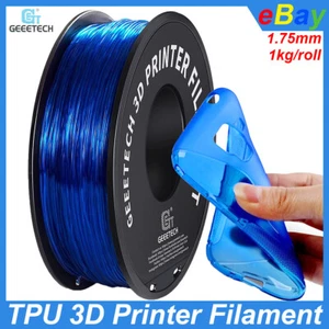 Geeetech TPU 3D Printer Filament 1kg 1.75mm Transparent Blue Soft TPU Filament - Picture 1 of 9