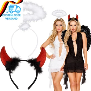 BOFUNX 2 Stücke Engel Und Teufel Hörner Stirnband, Halloween Engel Heiligenschei - Bild 1 von 12