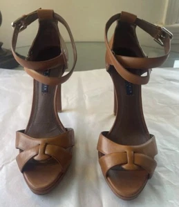 Ralph Lauren Collection lila Etikett braune High Heel Sandalen ~ 9B ~ Made in Italy - Bild 1 von 12