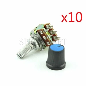 10set B20K Ohm Potenziometro Conico Lineare Doppio Albero 20mm Manopola Plastica 6 Pin - Foto 1 di 4