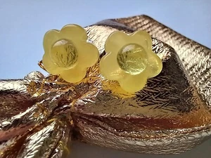 Flower earrings natural baltic amber sterling silver plating 925 - Picture 1 of 6