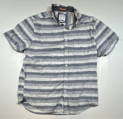 Cactus Man Men's Size Large Blue White Slim Fit Striped Button Up Short Sleeve - Image 1 of 4