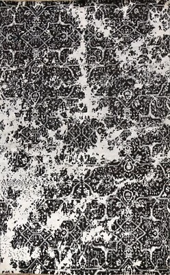 BLACK/ SILVER Vegetable Dye Versace Design Area Rug Hand-knotted Wool/ Silk 6x9 - Image 1 of 4