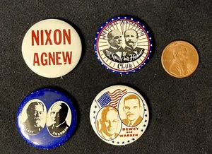 LOTE de prendedores políticos vintage: Kennedy, Wilson, Nixon, Roosevelt, Eisenhower - Imagen 1 de 1