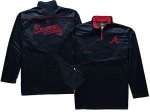 Atlanta Braves Majestic 2-seitiges 1/4-Reißverschluss Fleece-Shirt für Herren marineblau große & große Größen - Bild 1 von 4