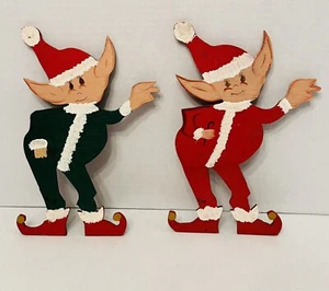Vintage Handmade Wooden Elves Christmas Decor 1984 - Picture 1 of 7