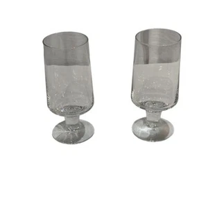 Pair Of Modern Cocktail Wine Glasses Short Stem Squared Off 60s MCM Style - Picture 1 of 5