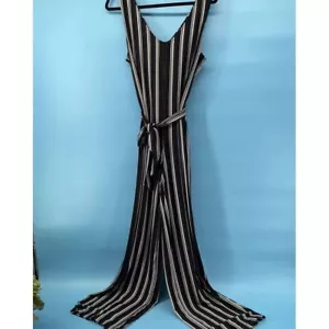 Max Studio Jumpsuit Damen Gr. Large schwarz weites Bein Strampler Retro Vibe 80er Rave - Bild 1 von 11