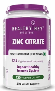 HealthyHey Nutrition- Zinc Citrate, Supports Immune & Immunity- 120 Veg Capsules - Picture 1 of 8