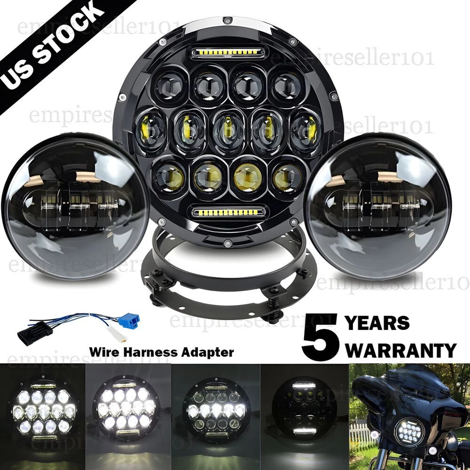 Faro LED 7" + luz de paso antiniebla para Harley Electra Glide Ultra Classic Tour Foto 1 de 4