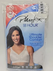 Sujetador PLAYTEX 18 Horas 4693 BLANCO 42D Hombro Cómodo Sin Alambres Espalda Alisado Nuevo en Paquete - Imagen 1 de 3
