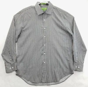 Bristol & Bull Shirt Mens XL Black White Striped 100% Cotton Classic Button-Up - Picture 1 of 11