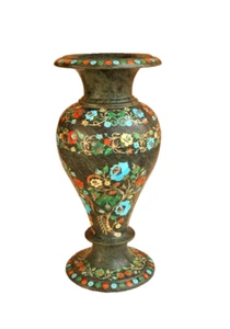 14" Marble Flower Vase handicrafts Pietra Dura Marquetry Inlay Handmade Art Work - Picture 1 of 4