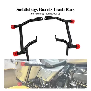 Saddlebag Guards Crash Bars w/ Red Guard Balls For Harley Road Electra Glide 09+ - Foto 1 di 18