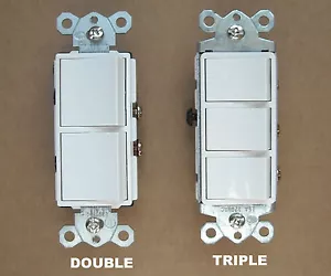 DECORA ROCKER WALL DOUBLE / TRIPLE COMBINATION STACK SWITCH WHITE - Picture 1 of 3