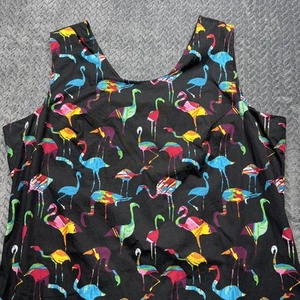 Hawaiian Flamingo Print Dress 2XL Hawaii Hangover Black Stretch Zip Vacation - Picture 1 of 8