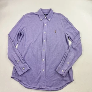 Camisa Ralph Lauren Tejida Oxford Púrpura Manga Larga Con Botones Talla Mediana - Imagen 1 de 7