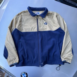 00s Majestic NOTRE DAME giacca leggera pile oro/marino zip uomo XXL - Foto 1 di 11