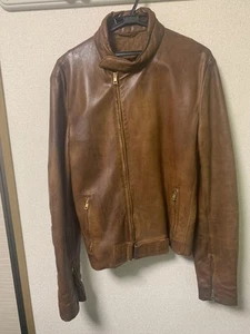 Rare Gucci Brown Calf Leather Rider’s Jacket Men’s M from Japan - Picture 1 of 24