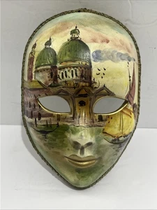 VTG Venezia Ceramic Mask Hand Painted Chiesa Della Salute Venice Italy Scene - Picture 1 of 9