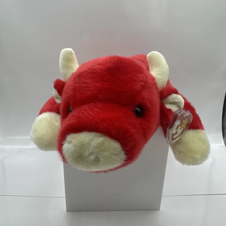 Ty Beanie Buddy Snort The Red Bull 3rd Generation MINT 1998