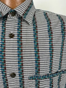 Vintage Jhane Barnes Shirt Men Medium Button Up Striped Cotton Long Sleeve 90s - Picture 1 of 19