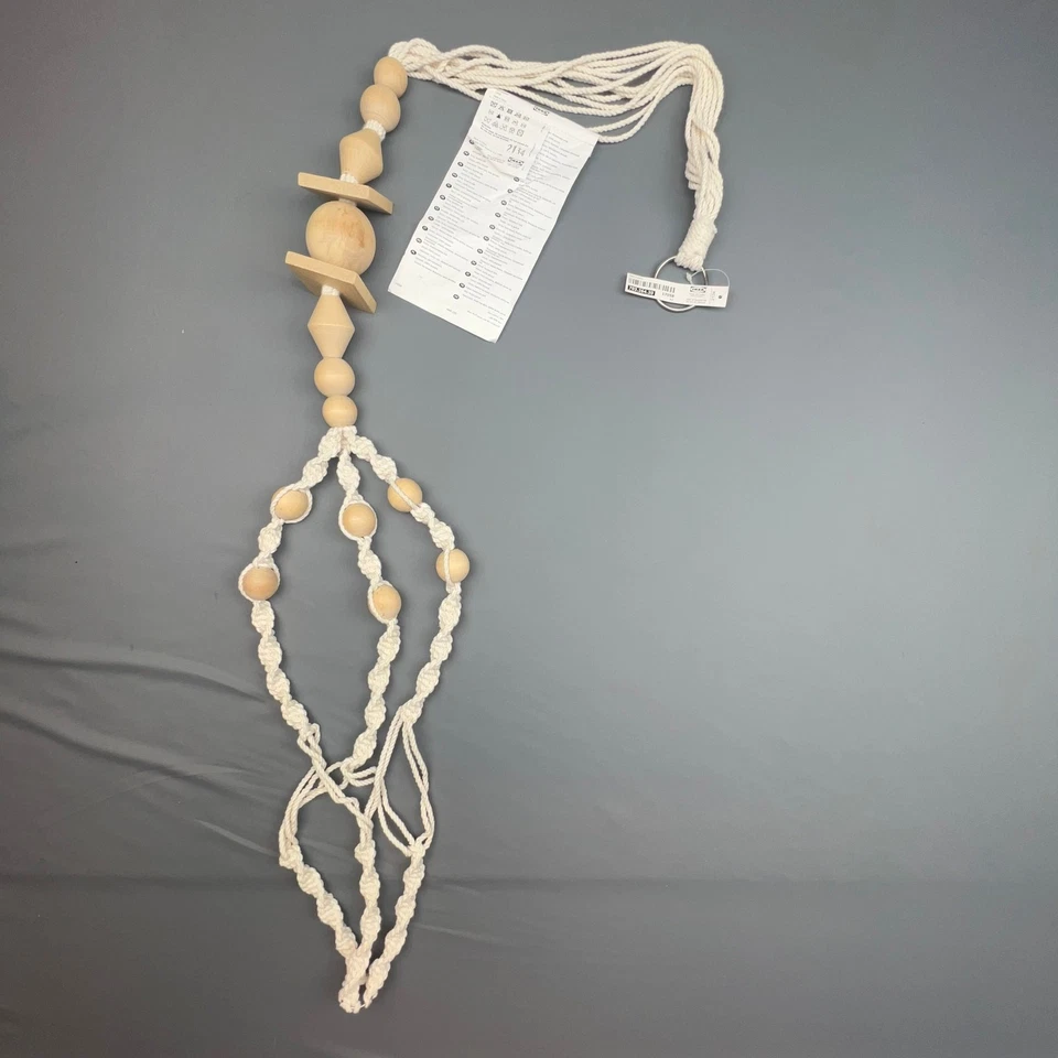 IKEA Macramé Planta Colgador Crema Algodón Madera Cuentas Boho Colgante Maceta Nueva con Etiquetas Foto 1 de 3