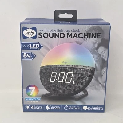 Sealy Led Fabric Wake-Up Clock & Sound Machine With Night Light New SN-112 - Image 1 of 4